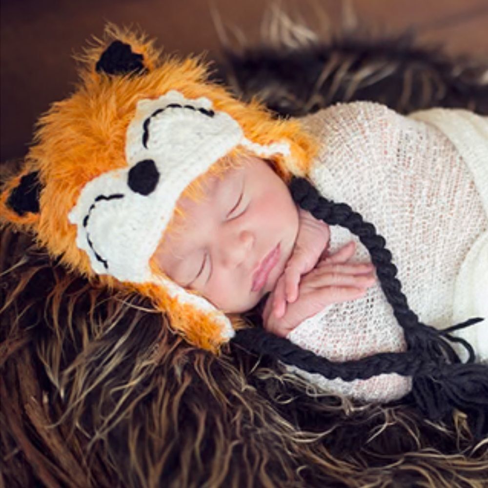 Daisy Baby Infant Toddler Beanie Todd Orange Fox Hat 6-12 months NWOT